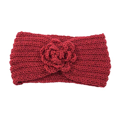 El Regalo 1 PC Knitted Flower Headwrap/Headband | Ear Warmer Hair Muffs Band for Girls & Women | Winter Designer Unisex Ear Warmer Headbands (Red)
