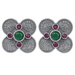 El Regalo Silver Lookalike 25 Paisa Vintage Earrings- Brass Oxidised Antique Boho Coinage Stud Earrings for Women & Girls- Antique 25 Paisa Coin Studs