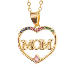 El Regalo Mother's Day/Mom's Birthday Gift- Mom/Mama Heart Stainless Steel Chain & Copper Cubic Zirconia Pendant Jewelry for Women- Thoughtful Gift for Ma (MOM Heart Pink)
