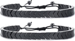 El Regalo Unisex-Adult 2 Pcs Braided Black Hematite Arrow Heart Adjustable Bracelets Set for Couples - Natural Gemstone Link Bracelet (Arrow Hematite)