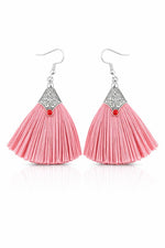 El Regalo Tribal Boho Tassel Earrings for Women & Girls | Oxidised Silver Finished Silk Thread Dangle & Drop Earrings | Handcrafted Bohemian Statement Jewellery for Ethnic, Western & Fusion Clothes (Pink)