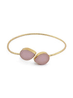 El Regalo Gold Plated Gemstone Cuff Bracelets for Women Natural Raw Rough Quartz Healing Crystal Cuff Bracelet Bangle (Rose Quartz)
