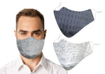 El Regalo 2 PCs of Premium Egyptian Giza Face Masks | Executive Prints Unisex 3 Layers Giza Reusable & Washable Face Masks With Adjustable EarLoop for Adults (Light Blue & White Masks Set)