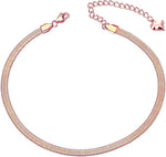 El Regalo 1PC Stainless Steel Anklet- Anti Tarnish, Waterproof 18K Rose Gold Plated Flat Snake Chain Link Dainty Anklet for Girls & Women, Boho Summer Beach Foot Jewelry