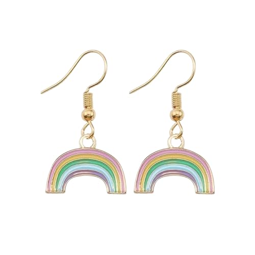 El Regalo 1 Pair Rainbow Earrings- Cute Enameled Colorful Rainbow Hypoallergenic Earrings for Girls & Women (option-3)