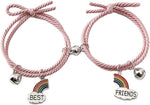 El Regalo 2pcs BF Magnetic Rainbow Couple Bracelet- Stretch Matching Relationship Bracelet for for Best Friends/Besties/Couples (Option-1) For Unisex Adult