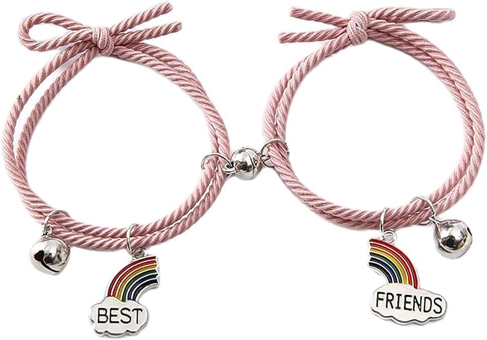 El Regalo 2pcs BF Magnetic Rainbow Couple Bracelet- Stretch Matching Relationship Bracelet for for Best Friends/Besties/Couples (Option-1) For Unisex Adult