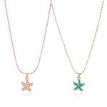 El Regalo 2 PCs Cute Best Friend BFF Pendant Colorful Chain Necklaces Set for Kids/Girls/Boys/Besties/Soul Sisters- Enamel Charms Pendant Necklaces Set for 2 (Star Fish Necklaces)