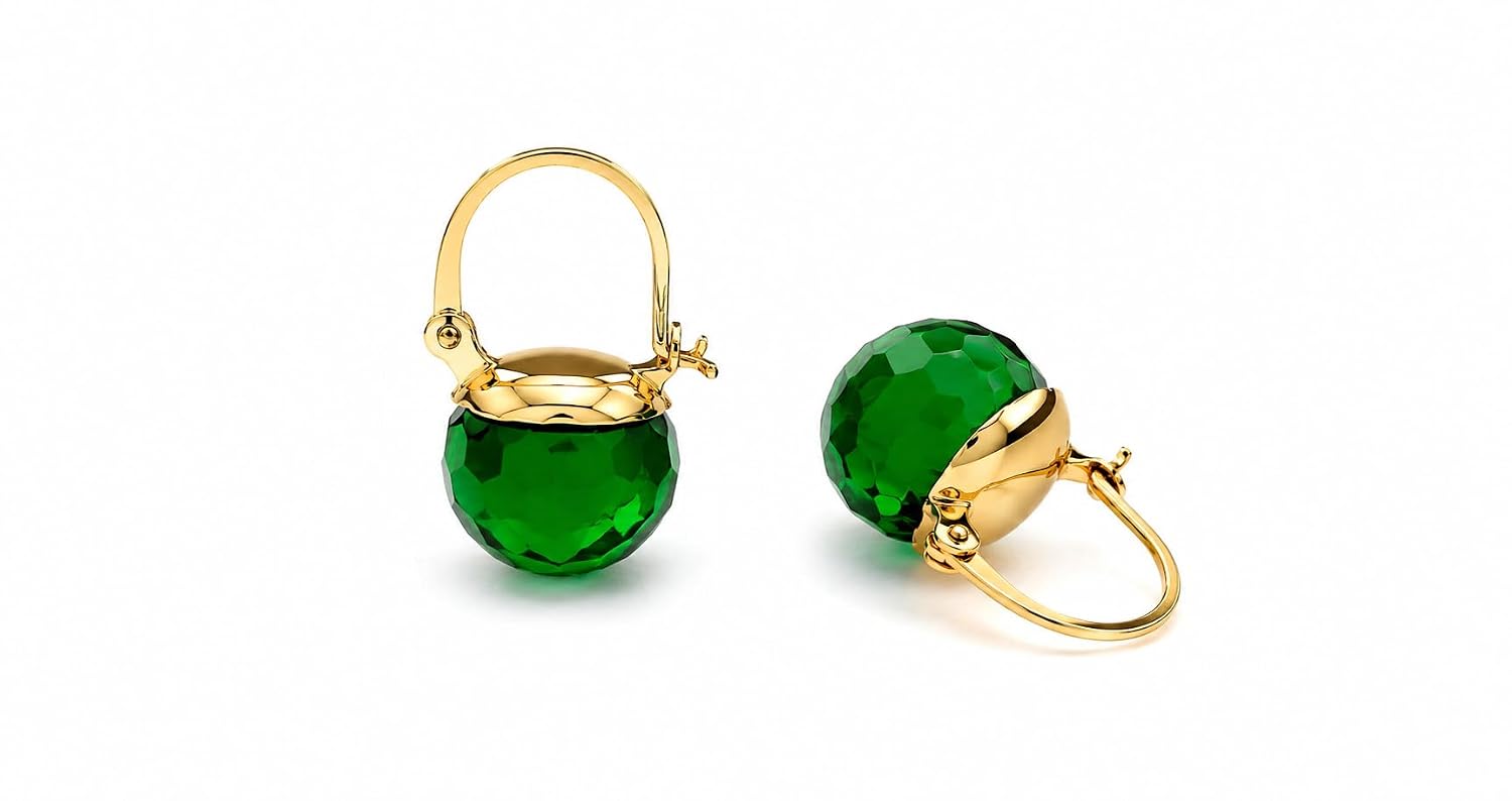 El Regalo Elegant & Graceful Aquamarine Austrian Crystal Earrings for Girls & Women- Sparkly Austrian Crystal Disco Ball Earrings (Dazzling Green)