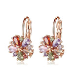 El Regalo Elegant Sparkling Colorful Cubic Zirconia Flower Earrings For Teen Girls/Women- AAA Swiss Cubic Zirconia Flower Multicolour Earrings