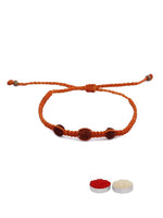 El Regalo Auspicious Rudraksha Rakhi for Brother- Lord Shiva Rudraksha Rakhi with Roli Chawal, Rakhi Message Card in Rakhi Gift Box for Bhai/Nephew (Option-4)
