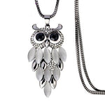 El Regalo Owl Pendant Chain in Gun Black Color for Women & Girls | Trendy Long Owl Necklace with Stones