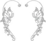 El Regalo 2PCS Butterfly Earrings Ear Cuffs Climber Wrap Around Earrings for Women/Girls- Fancy No Piercing Ear Clip Fairy Ear Jewelry (Silver)