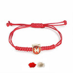 El Regalo 1 PC Zodiac Signs/Sun Signs Red Thread Bracelet Rakhi for Bhai/Brother/Niece or Nephew - Zodiac Sign Rakhi, Roli-Chawal Shagun, Rakhi Message Card in Rakhi Box (Pisces Rakhi)