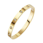 El Regalo Stainless Steel Bangle Bracelet with Cubic Zirconia/CZ for Women - Stainless Steel Openable Bracelet with Magnetic Lock (Gold)
