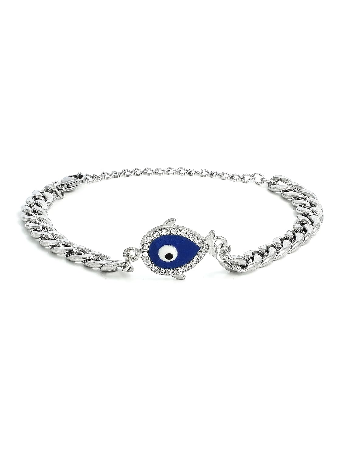 El Regalo 1PC Statement AD Evil Eye Stainless Steel Chain Unisex Bracelet for Men & Women - Anti Tarnish/NO Rust/Waterproof Unisex Evil Eye Bracelet Jewelry