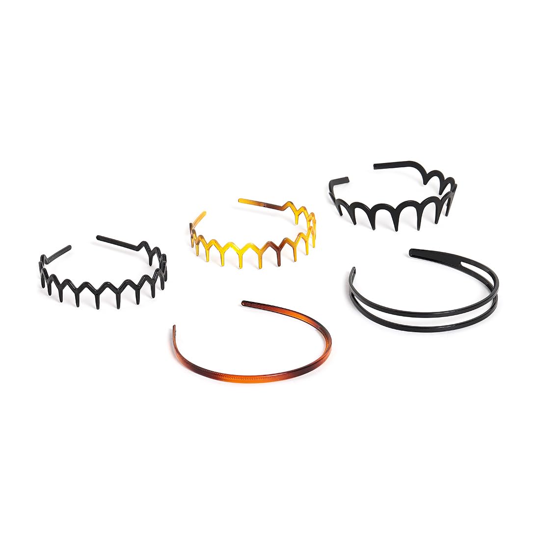 El Regalo 5Pcs Plastic Tooth Hair Comb Headbands, Comfort Wavy Toothed Hairband, Headbands for Women Men Girls Boys- Non Slip Comb Headbands for Sports, Workout, Washing Face, Spa & Work