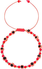 El Regalo 1 PC Evil Eye with Crystals Beads Adjustable Unisex Bracelet for Girls/Boys/Men/Women (Red)