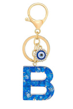 El Regalo Royal Blue Evil Eye Keychain Name Initial Letters- Alphabet Letter Keyring with Evil Eye Charm - Unisex Stylish Bag Charm, Keyring, Gift for Friends & Family (B Letter)