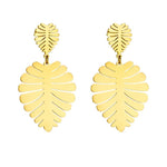 El Regalo Women's & Girl's Big & Bold Stainless Steel Hollow Cut Leaves Stud Earrings- Western Tropical Monstera Leaves Earrings