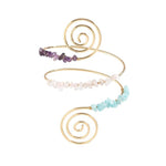 El Regalo Crystal Arm Cuff Gold Upper Arm Band Cuff Armlet - Open Cuff Armband Dainty Boho Bajuband for Women Girls