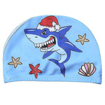 El Regalo 1PC Cute Cartoons/Animal Printed Kids/Babies Swimming Cap (1-6 Years Old) Comfortable Breathable Polyester Fabric Swimming Caps (Not Waterproof) (Santa Shark Swimming Cap)