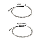 El Regalo 1 pair Boho Adjustable Oxidized German Silver Bead Anklets for Girls & Women- Tribal Thread Anklets Set (Style-3)