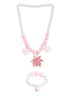 El Regalo Girls Kids Shimmering Beads Bow Shell Princess Necklace & Bracelet Sets- Acrylic Bow Star Beads Princess Necklace Bracelet Jewelry Set for Girls Kids (Option-1)
