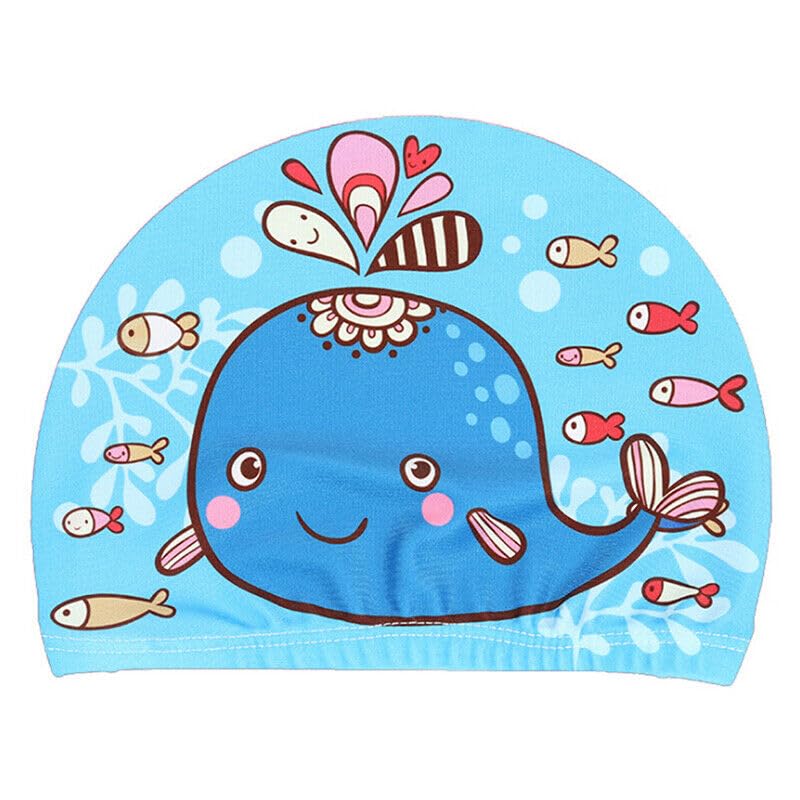 El Regalo 1PC Cute Cartoons/Animal Printed Kids/Babies Swimming Cap (1-6 Years Old) Comfortable Breathable Polyester Fabric Swimming Caps (Not Waterproof) (Cute Dolphin Swimming Cap)