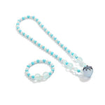El Regalo Little Girls Lovely Beaded Princess Necklace & Bracelet Jewellery Set (Silky Blue Strawberry)