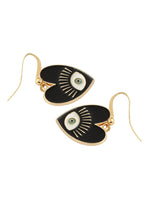 El Regalo 1 Pair Heart Evil Eye Enameled Hook Earrings - Dainty Evil Eye Hypoallergenic Heart Earrings for Girls & Women (Black Heart Evil Eye)