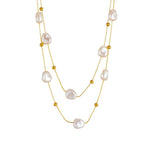 El Regalo Stainless Steel 2in1 Large Pearl Double Layered Pendant Necklace For Girls & Women- Anti Tarnish Pearls Layered Necklace