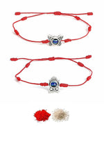 El Regalo 2PCs Evil Eye Rakhi Combo Set for Bhai-Bhabhi or Bhai-Bhatija/Bhatiji- 2 Evil Eye Rakhis with Roli Chanwal, Rakhi Card in Rakhi Gift Box (Option-8)