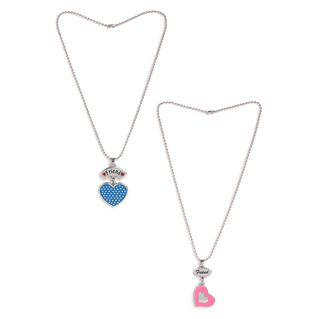 El Regalo 2 PCs Best Friend BFF Enamel Hearts Unisex Pendant Necklaces Set for Kids/Girls/Boys/Besties/Soul Sisters (Option-3)