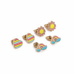 El Regalo 3 Pairs Hypoallergenic Earrings Set for Girls Teens Kids- Tiny Stud Earrings Set Heart Butterfly Rainbow Star Unicorn Straberry Ice Cream Cute Earring (Style-3)