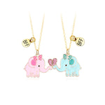El Regalo Girls 2 Pcs Bff Best Friend Forever Split Magnetic Matching Unisex Pendant - Friendship Necklaces Set For Besties/Best Friends/Soul Sisters (Bff Elephant Necklaces Set- Gold)
