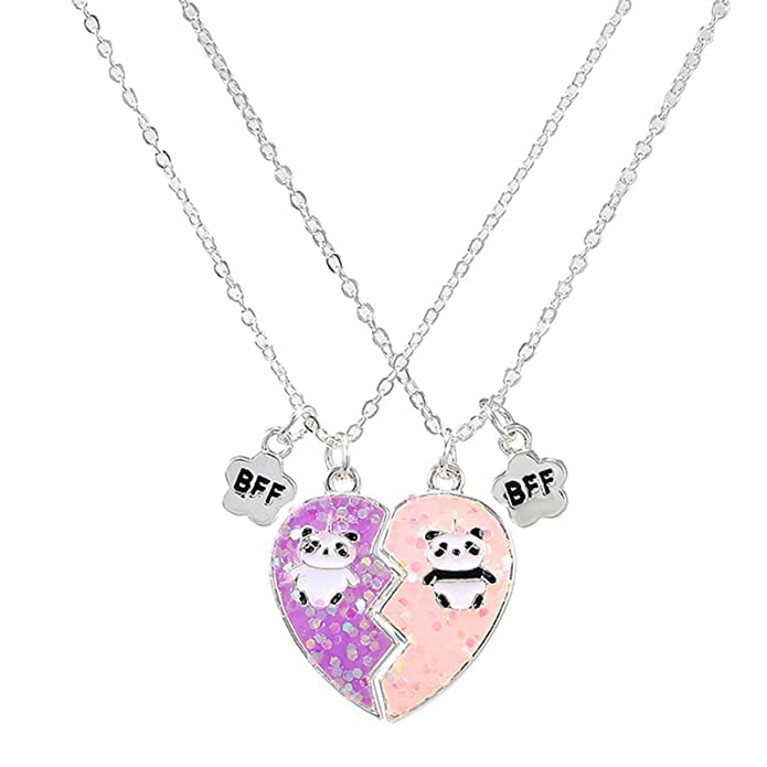 El Regalo BFF 2PCs-Split Magnetic Matching Best Friends Forever Pendant Necklaces Set- Rainbow Hearts, Mermaid Shell, Unicorns, Butterflies Pendant Friendship(Magnetic BF Panda) For Unisex Adult