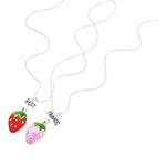 El Regalo Girls 2PCs BFF Best Friend Strawberry Fruits Pendant Necklaces Set- Cute Pink & Red Strawberry Necklaces Pendant BFF Gifts Necklace Best Friends Necklace