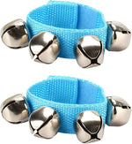 El Regalo 2PCs Jingle Bells Christmas Bracelets | Wrist & Ankle Bells for Party Favors, Musical Rhythm & Christmas Decor | Adjustable Percussion Instruments (Light Blue)