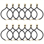 El Regalo 12-Pack Adjustable Nylon Twisted Cord Bracelets with Brass Findings for Jewelry Making - Slider Bracelet Bases, Round Black, Elastic Drawstring Design for DIY Crafts (Black)