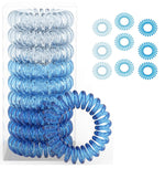 El Regalo 9 Pcs Spiral Hair Ties, No Crease Coil Ties, Phone Cord Ties for Thick Hair - Ponytail Holder Elastics for Kids/Girls/Women (Ocean Blue Shades)