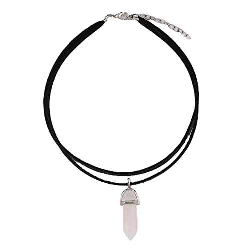 El Regalo Choker Necklace for Girls & Women | Black Wrap Velvet Choker with Healing Stones Women Girls Everyday Boho Necklace Gift Her Jewelry Hippie Crystal (Pink Rose Quartz)
