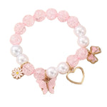 El Regalo 1PC Butterfly, Love Heart, Bow, Flower Charms Crystals Beads Bracelet for Girls - Fashion Bracelets for Girls/Women (Pink)