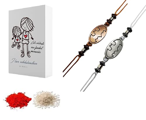 El Regalo 2PCs Super Hero Batman Kids Rakhi Combo/Children Rakhi for Bhai Avenger Kids Rakhi for Little Brother Batman Rakhi
