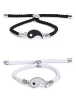 El Regalo 2 PCs Yin Yang Statement Bracelets for Couples- Yin Yang Adjustable Cord Bracelets Set - Friendship Day/Valentines Day Couple Gift