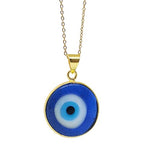 El Regalo Big Evil Eye Handmade Glass Lamp work Unisex Pendant Necklace for Men, Women, Girls & Boys | Evil Eye Pendant Necklace (Golden)