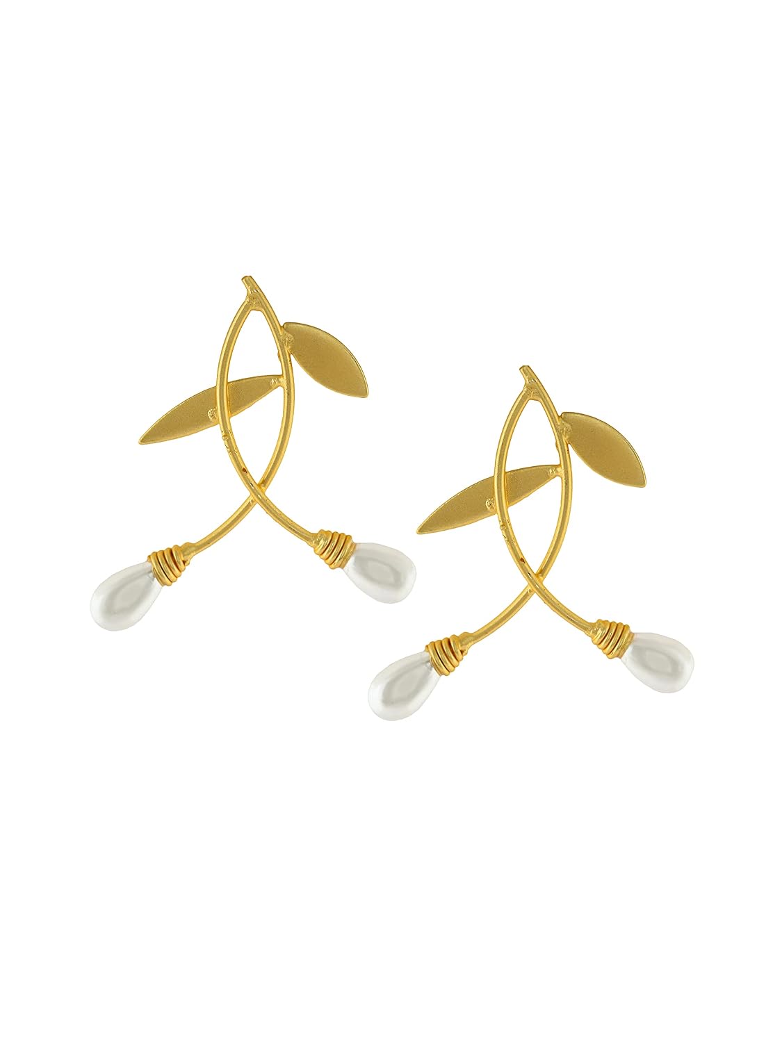 El Regalo Statement Pearls Earrings in matt Finish- Gold Plated Natural Pearls Classy Stud Earrings for Girls & Women (Option- 5)