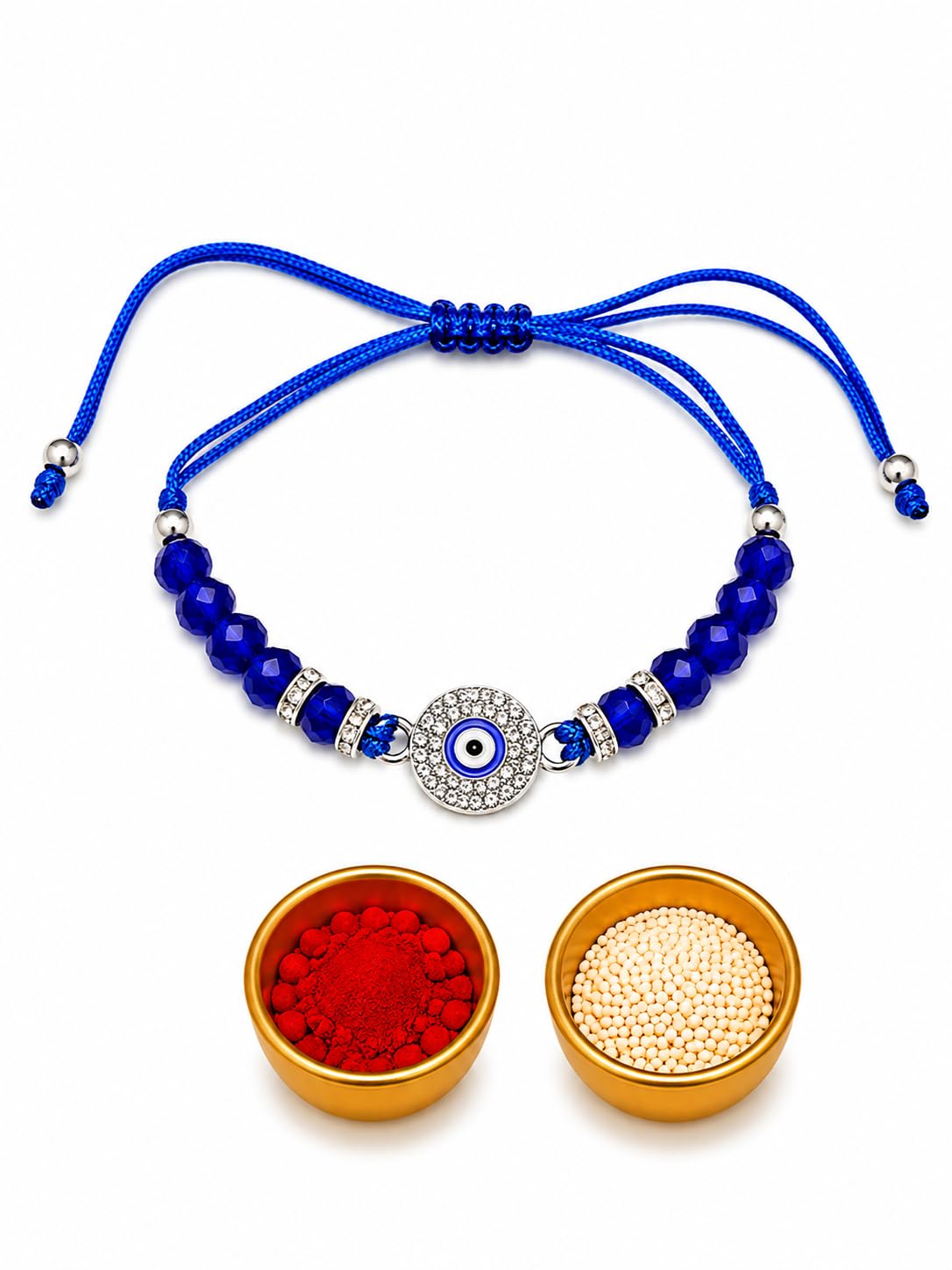 El Regalo Evil Eye CZ LOVE Bracelet Rakhi for Brother