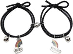 El Regalo Unisex 2pcs BF Magnetic Rainbow Couple Bracelet- Stretch Matching Relationship Bracelet for for Best Friends/Besties/Couples (Option-4)