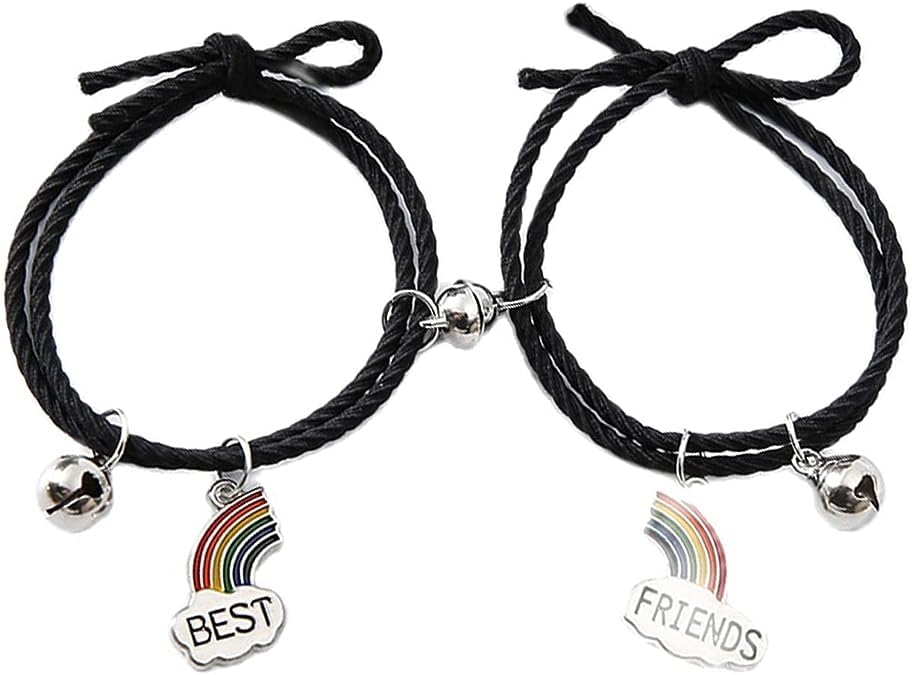 El Regalo Unisex 2pcs BF Magnetic Rainbow Couple Bracelet- Stretch Matching Relationship Bracelet for for Best Friends/Besties/Couples (Option-4)